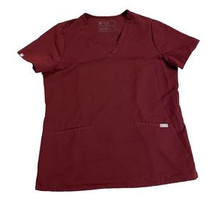 Figs Casma Three Pocket Scrub Top Red Size Small